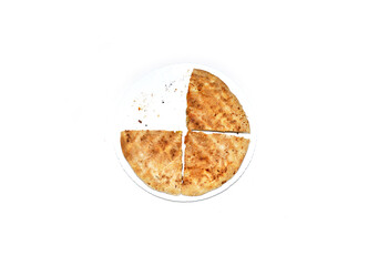 slices of tortilla isolated on a white background. Top view