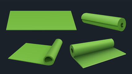 Yoga mat. Carpets for gymnastic sport exercises travel or gym mat rug relaxing decent vector realistic templates