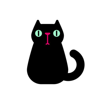 Black cat cartoon isolated. Pet Vector illustration