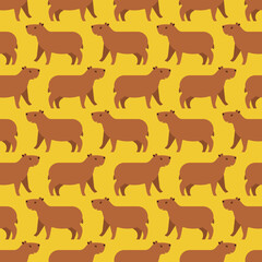 Capybara Pattern seamless. guinea pig Background. Baby fabric texture
