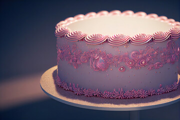 Obraz na płótnie Canvas tasty pink wedding cake, sweet delicious creme, pink frosting, birthday cake