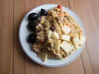 homemade risoto with vegetables and cheese
