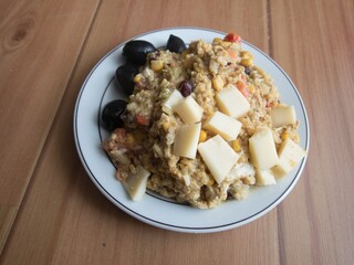 homemade risoto with vegetables and cheese