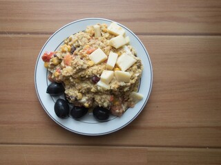 homemade risoto with vegetables and cheese