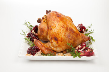 Pomegranate Glazed Roasted Turkey on White