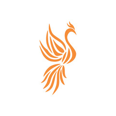 Flying Phoenix Fire Bird abstract Logo design vector template.