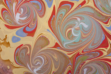 Ebru marble effect with floral pattern design for print