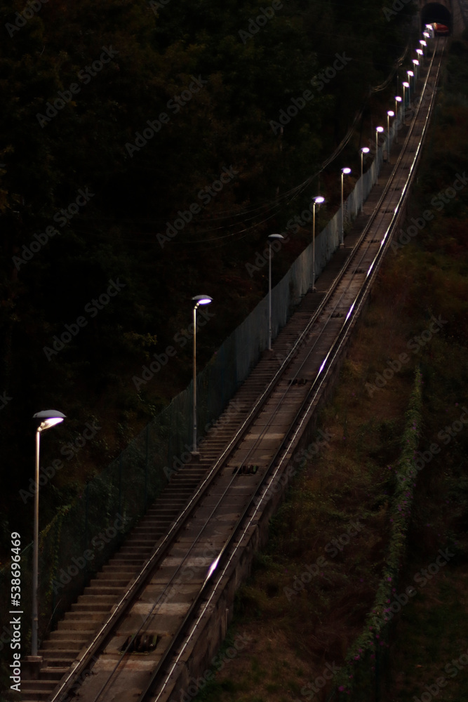 Poster railway in the night