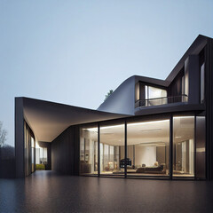 beautiful minimalistic contemporary luxury house design, organic architectural shapes, clear background, concept design