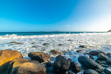 Rocks and blue sea in Guadeloupe