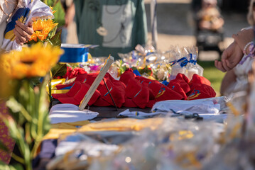 solidarity market in support of ukraine during a cultural event between galicia and ukraine