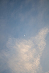 Beautiful sky and moon image, vertical shot.