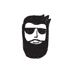 Hipster fashion man hair and beards, Hand drawn vector illustration