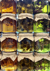 This is jam of different varieties made from unusual ingredients, such as flowers or berries