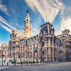 Naklejka premium Historic City Hall in Philadelphia, USA