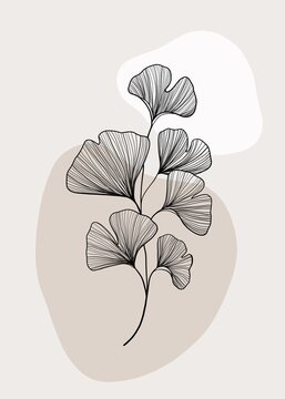 Minimalistischer Ginko Wandbild | Abstrakter Ginko Poster | Boho