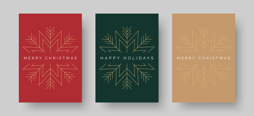 Christmas Card Vector Design Template. Set of Christmas Card Designs with Geometric Snowflake Illustration. Merry Christmas Greeting Card Concepts - 538701080
