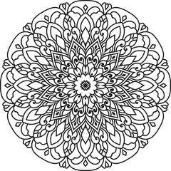 Adult coloring page Mandala.Antistress Coloring Page Mandala.Hand drawn illustration vector