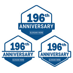 Set of 196 years Anniversary logotype design. 196th birthday celebration logo collection. Set of anniversary design template. Vector illustration.	