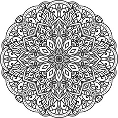 Mandala isolated on the white background.Doodle pattern.ornament design for coloring page