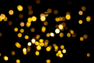 bokeh effect of the garland on a black background