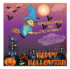 HALLOWEEN SOCIAL MEDIA SUPER SPECIAL OFFER DESIGN POST DESIGN OR SALE BANNER DESIGN WITH CUTE WITCH