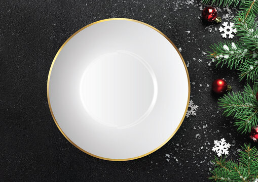 Plate . Christmas . Mockup .
