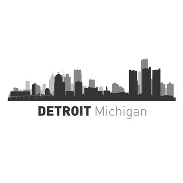 Detroit Michigan city skyline vector illustration