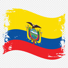 Ecuador Flag Transparent Watercolor Painted Brush