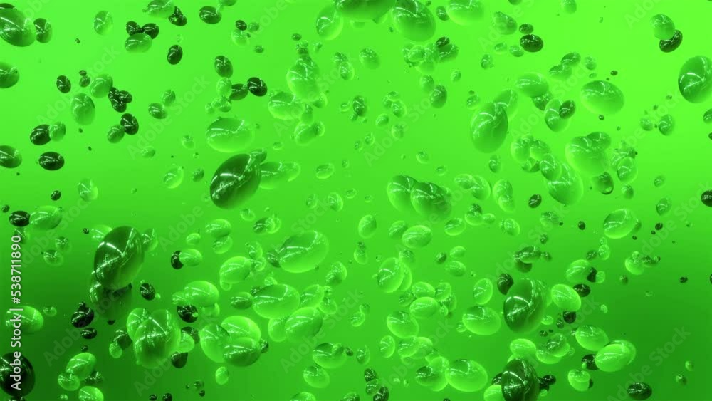 Poster green animation. motion.colorful animation with drops that spread in different directions.