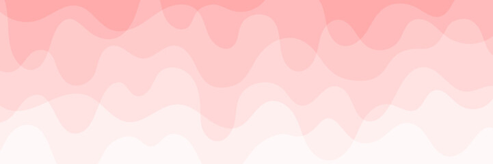 Vector abstract background. Wavy shapes colored in overlap style. Long banner.