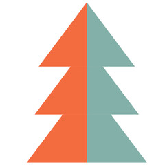 Christmas tree in retro vintage style. Vector illustration 