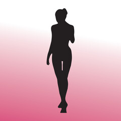 Girl silhouette. Girl stencil. Sexy woman. In full growth. Gradient background