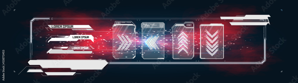 Poster sci fi modern user interface elements. futuristic abstract hud frame screen, button, loading, text i