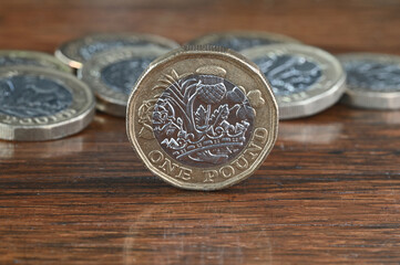 UK One Pound (&pound;1) coin close up