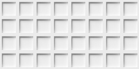 Array of inset white cube boxes block background wallpaper banner full frame filling