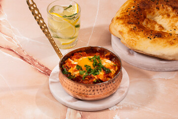 Shakshouka in a copper pot