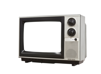 Old Television isolated with blank, empty cut out screen.  