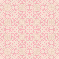 Pink beige embossed pattern in arabic style, oriental ornate seamless pattern