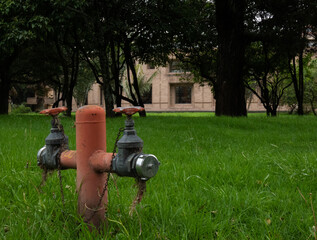 old fire hydrant on university campus (National University of Colombia)