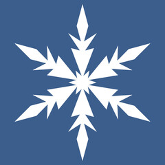 White snowflake on dark background, symmetrical vector snow mandala crystal