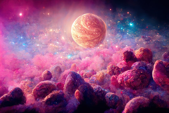 Stars and galaxy space sky night background. Ai generated digital art illustration