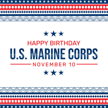 Happy Birthday the United States Marine Corps Wallpaper with stars and traditional border design. Marine corps birthday backdrop