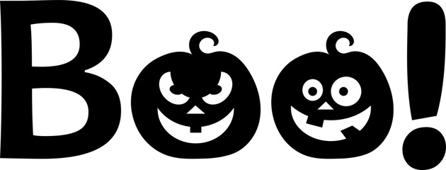 Happy Halloween greeting card illustration, Boo! 