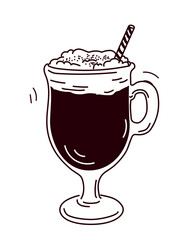 Milk cocktail icon. Delicious drink, dessert and delicacy, gourmet. Poster or banner for website, graphic element in minimalist style. Cafe or restaurant menu. Cartoon flat vector illustration