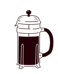 Jug of coffee icon. Glassware with tea or other hot drink. Aroma and beverage. Poster or banner for website. Minimalistic sticker for messengers and social networks. Cartoon flat vector illustration
