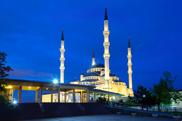 Fototapeta na wymiar Kocatepe Mosque at sunset twilight in Ankara, Turkey