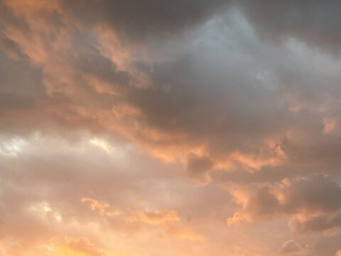 Vermillion sunset sky with blue heaven or sky