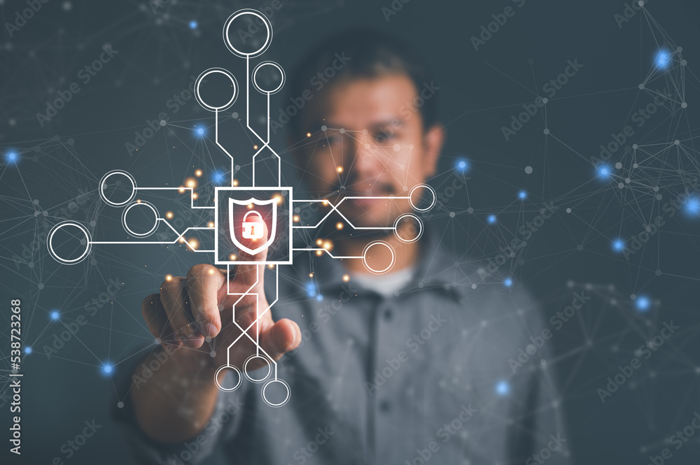 Leinwandbilder cyber protection data security internet privacy, internet and technology concept on virtual screen. 
