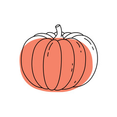 Doodle outline pumpkin with spot. Vector hand-drawn illustration for packing isolated on transparent background